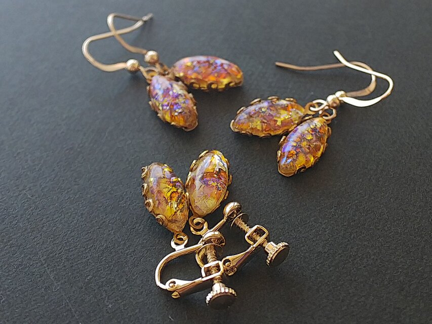 ヴィンテージ トパーズ／ドラゴンズブレス 14Kgfピアスまたは