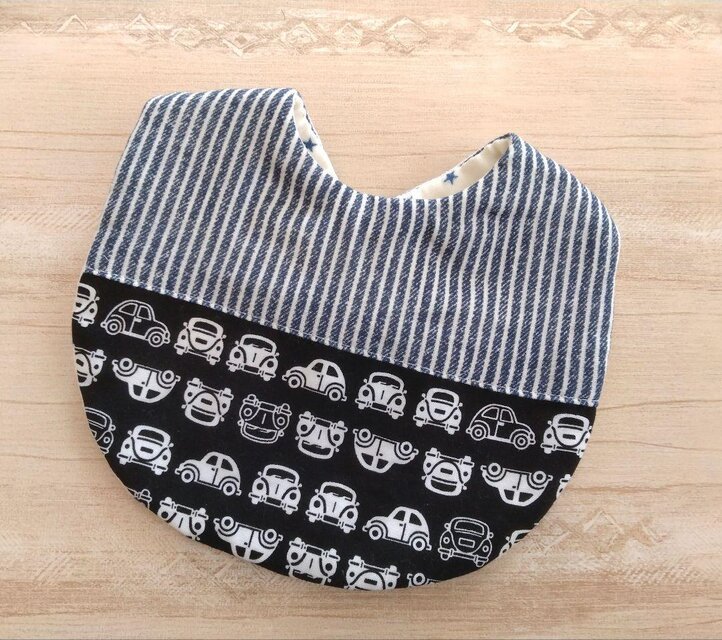 New*丸型スタイ*ヒッコリーストライプ*クラシックカー