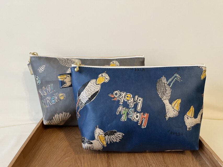 裏付き　ラミネートポーチ　ハシビロコウ