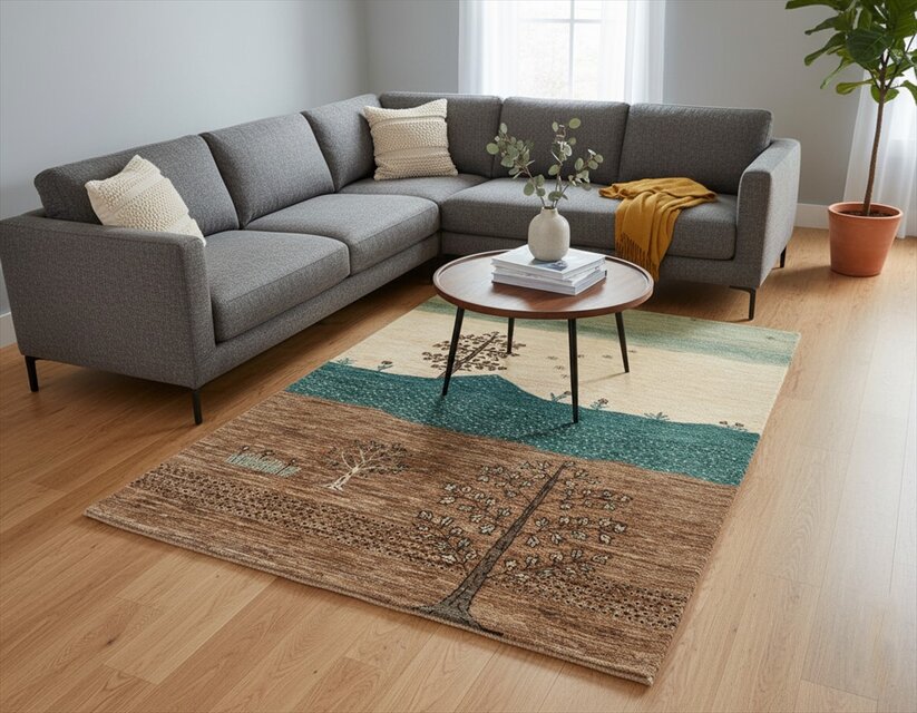 天然ラグ ガゼニラハット COLOR Ver,　ランドスケープ　204x134cm　D809