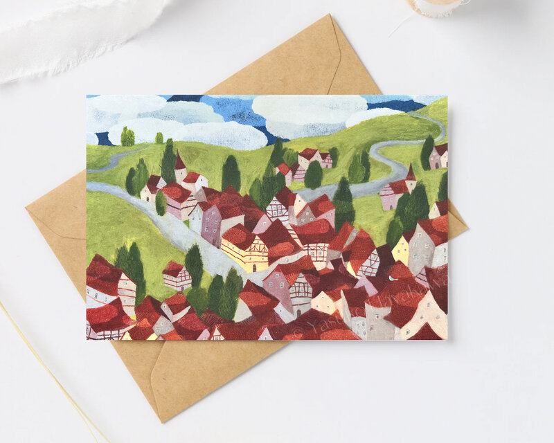 （43）木組みの家の町　ポストカード　3枚セット