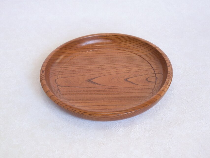 拭漆欅丸浅盆（八寸）