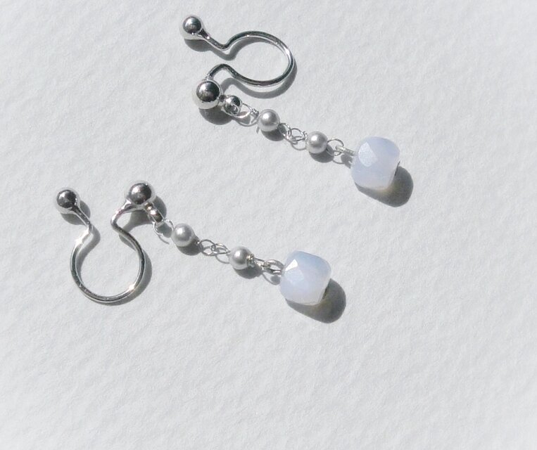 ブルーレースアゲート / キューブドロップ·イヤリング(ピアス)