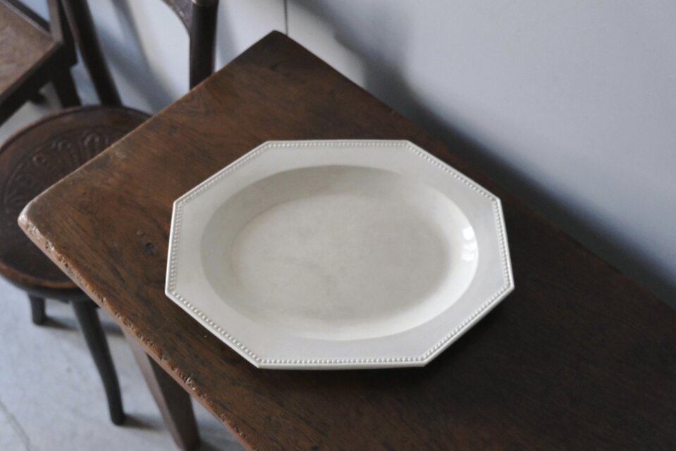 Creil & Montereau オクトゴナル オーバル皿 楕円皿 36cm フランス アンティーク 0502330