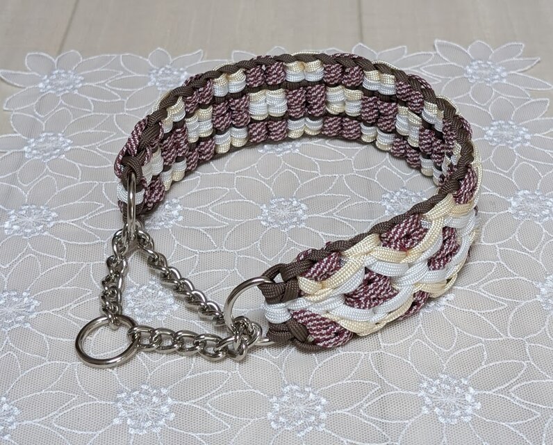 パラコード ハーフチョークチェーンタイプ 大型犬用（首回り34cm、頭