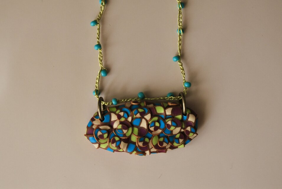 粒つぶビーズのぶつぶつネックレス　02 purple kinari Kimidori blue gold