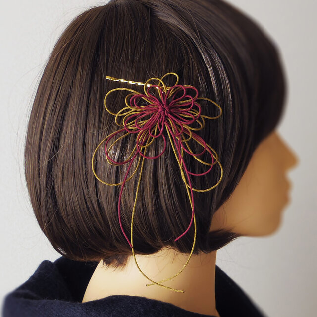 【新作】ヘアピン「闌け、たをや」（臙脂×カーキ）