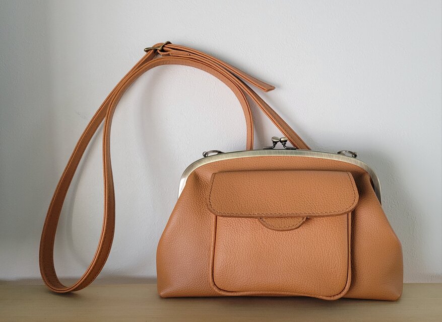 がま口ミニショルダーバッグ(キャメル)