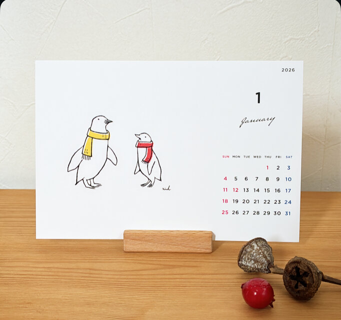2026【木製スタンド付】【カレンダー】送料無料＊卓上カレンダー