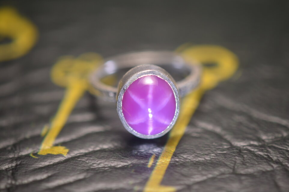 リング　シルバー925　シンセティックスタールビー　6.36ct