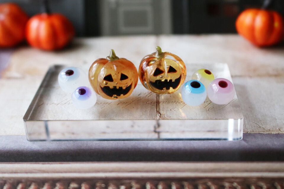 ガラスのハロウィン ミニチュアジャックオランタン＆眼球