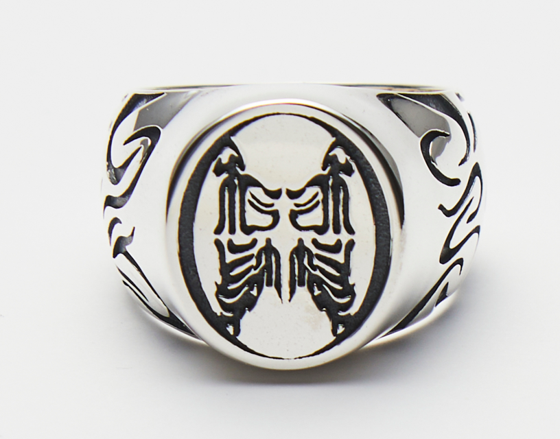 【KYOGE / 矜恃】SV925 シルバー メンズ 日本製 太め シグネット 燻し加工 鏡面仕上げ / 護符