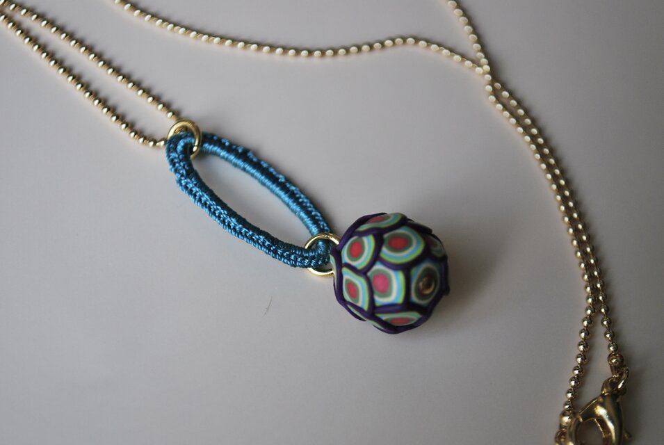 ボールチェーンネックレス　ダエン　04 turquoise×purple pink green kinari turquoise