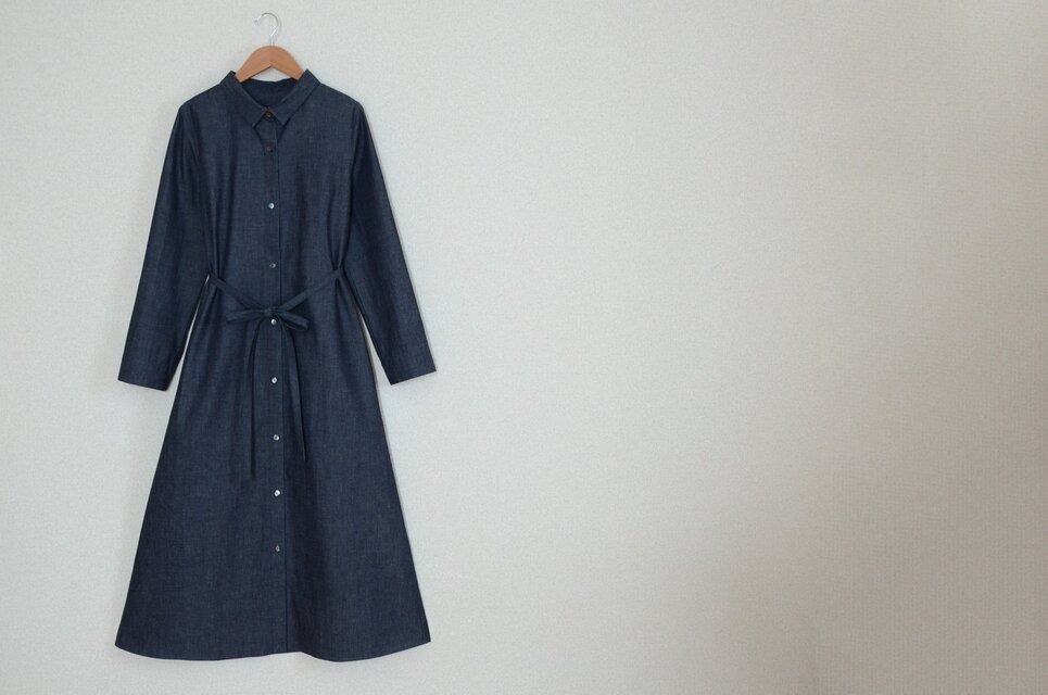 デニムのシャツワンピース　インディゴ