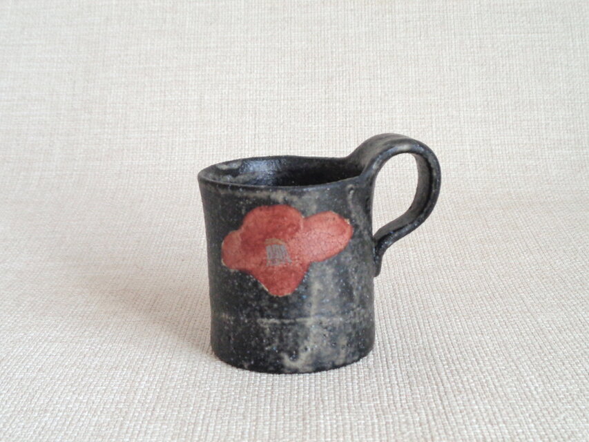 マグカップ（金銀彩紅椿紋a）