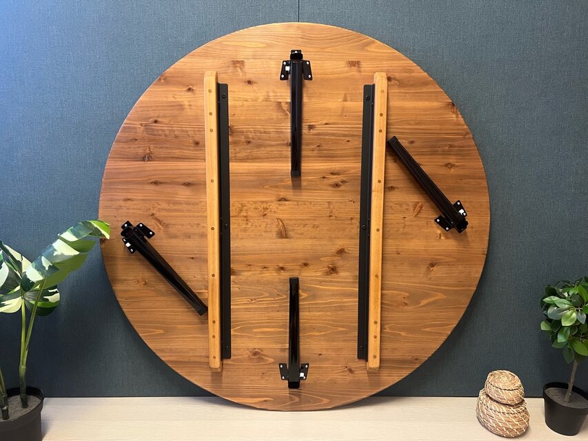 送料無料】 ローテーブル 丸形 90cm 杉 オーク調 折りたたみ脚 | iichi