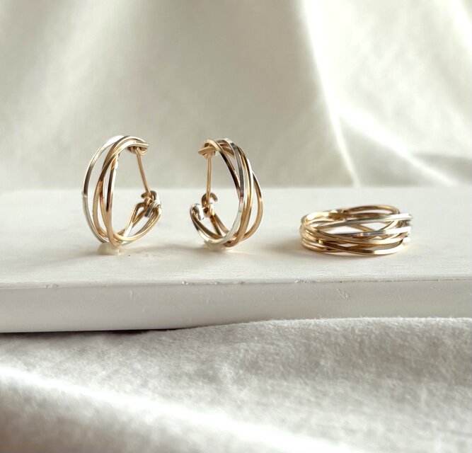 【期間限定】【秋の福袋No.1】diagonal20ピアス　Classyリング　14kgf silver925