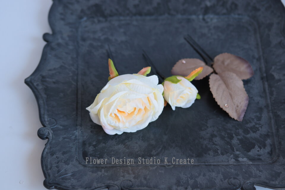 フランスアンティーク 布花 コサージュ エクリュ フランスアンティーク