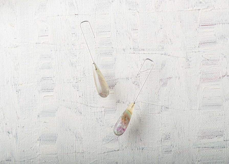 Crochet(クロシェ）レトロな色合いのイエローフローライト a ロジウムコーティング