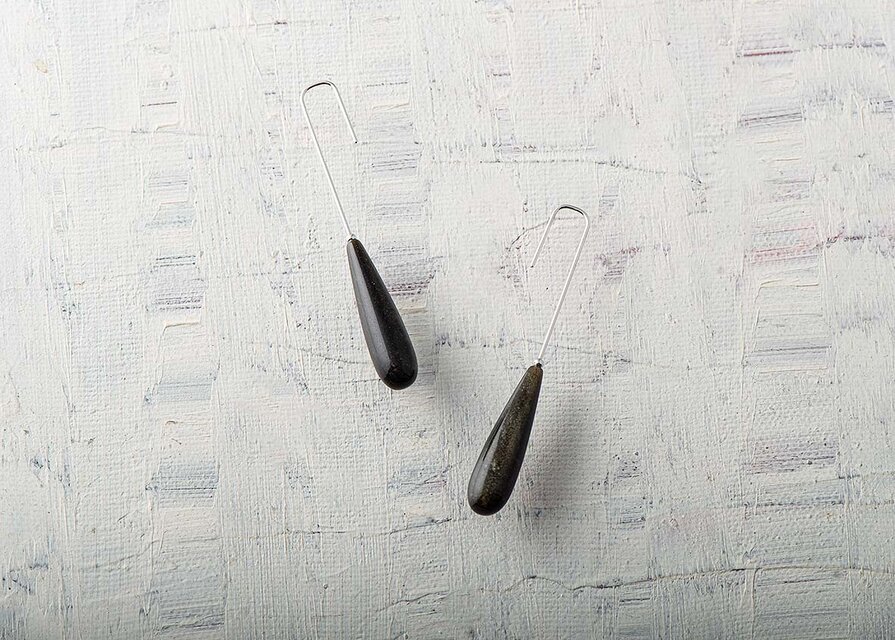 Crochet(クロシェ）和シックなゴールドオプシディアン　ロジウムコーティング