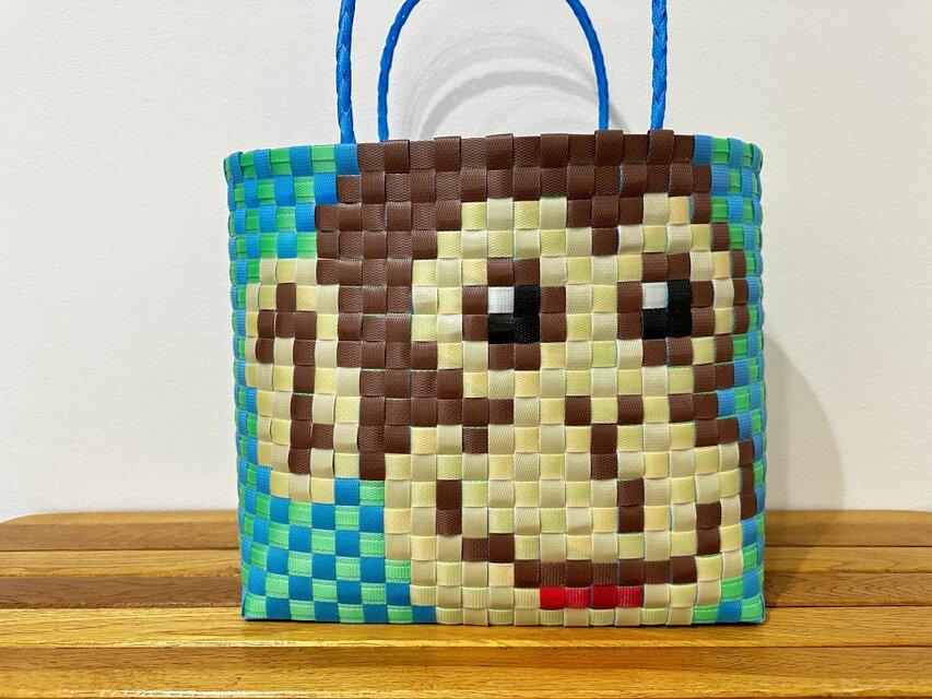 チンパンジー　猿★お散歩バック★プラかご★エコバッグ　プラバッグ　メルカドバッグ　ppバンド Ｌサイズのコピー