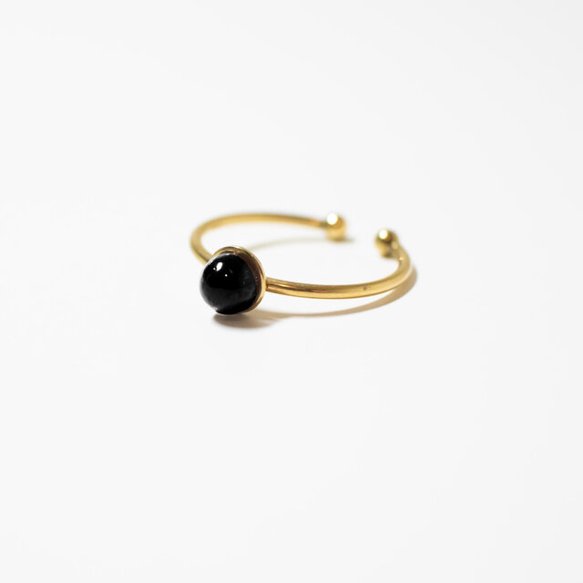 オニキス 天然石のピンキーリング【約3号】サージカルステンレス(金属アレルギー対応)