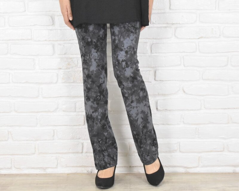 驚きの穿き心地！手染めストレートストレッチロングパンツ　グレー＆ブラック　大きいサイズあり