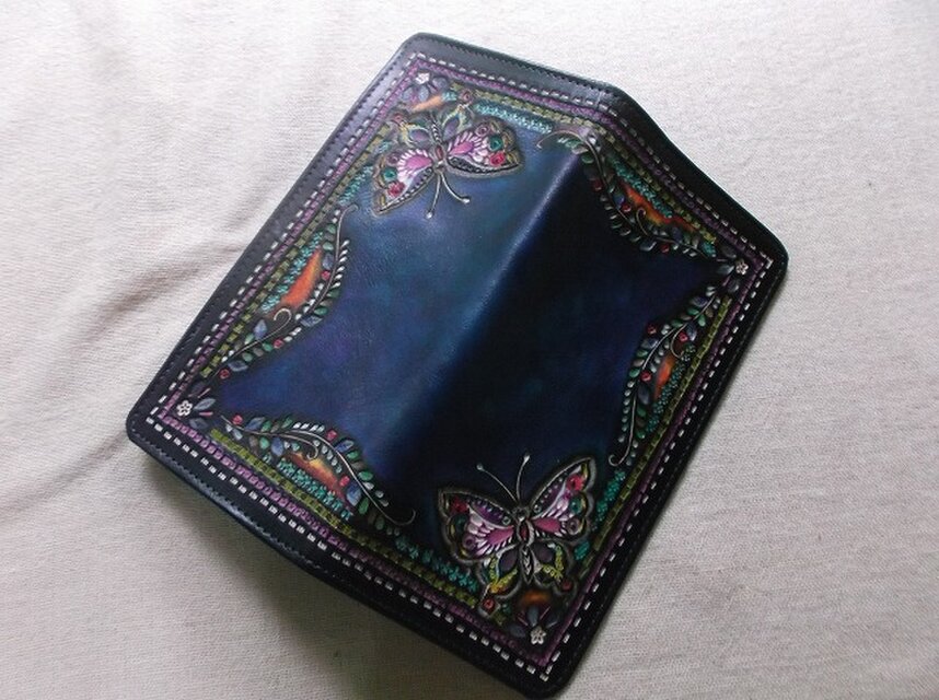 レザークラフト長財布（マチ付き） 蝶々 | iichi 日々の暮らしを