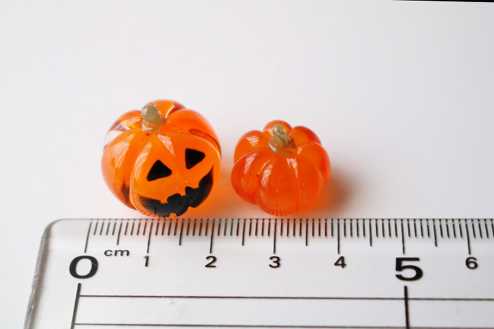 ガラスのハロウィン ミニチュアジャックオランタン（オレンジ半透明