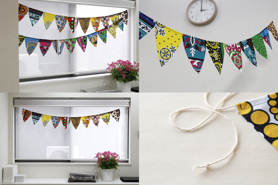 アフリカ布のガーランド｜模様替え テント キャンプ フラッグ