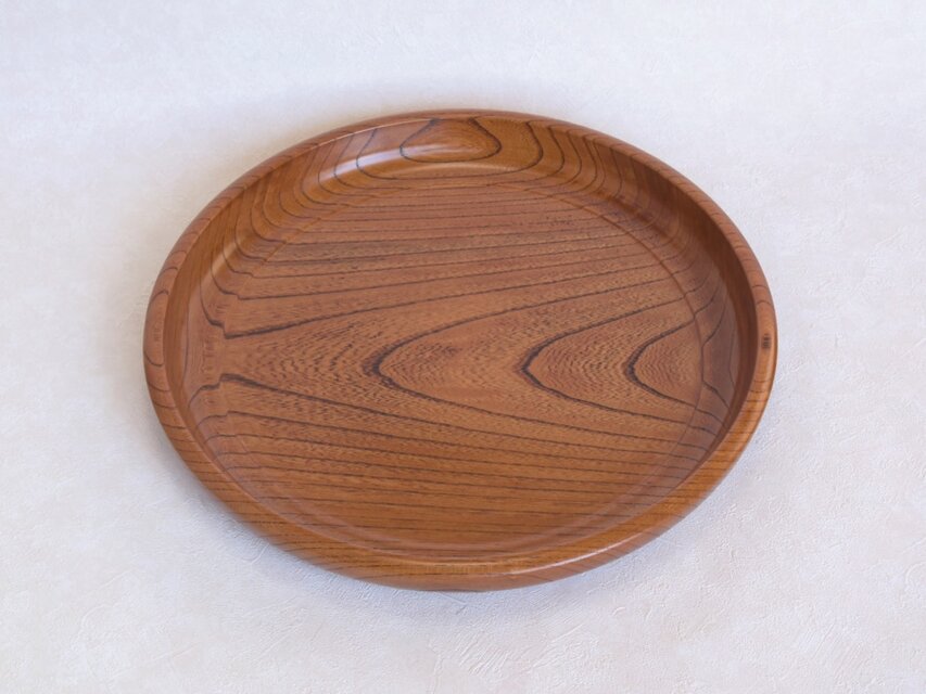 拭漆欅丸浅盆（一尺）