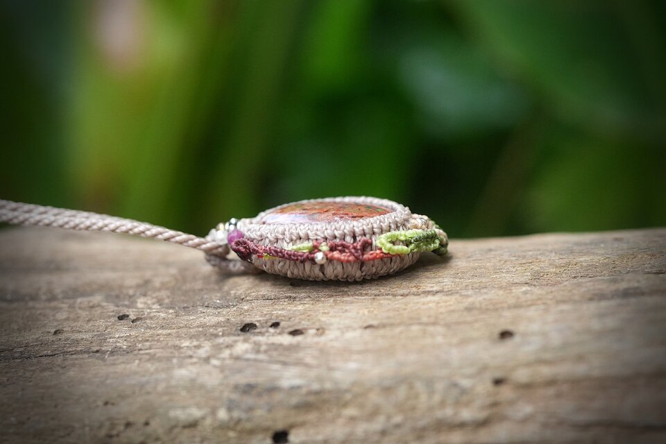 キノコの森☆カンテラオパール マクラメネックレス2112 | iichi 日々の