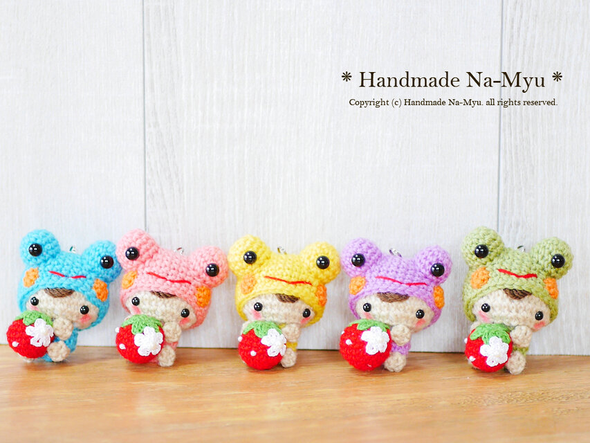 受注制作】あみぐるみ☆あみぐるみ・カエルの着ぐるみベビーちゃん  