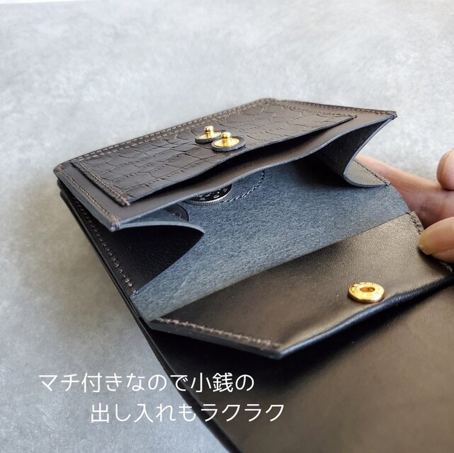 ◇3種の上質ブラックレザーを使った贅沢ウォレット◇ 革財布