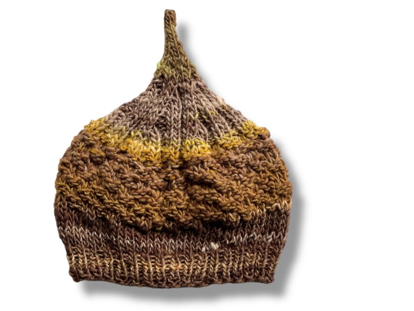 １点限定！　新作2025どんぐりニット帽子　野呂英作毛糸使用　オータムブラウン