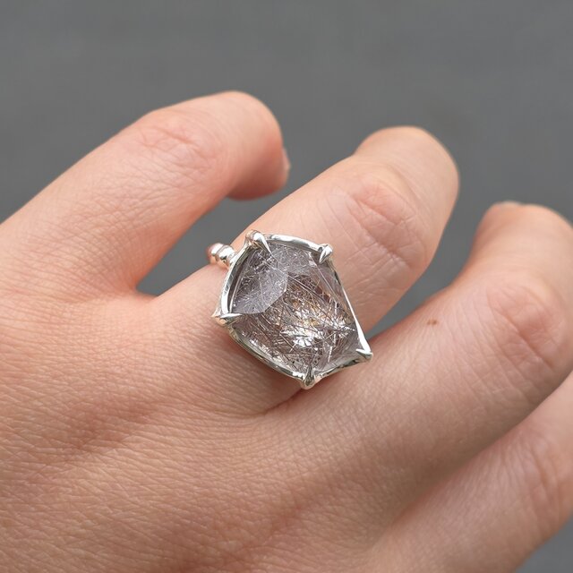 lilas ルチルクォーツシルバーリング リラ Lilas 【SAMH by LILAS】オーバルルチルクォーツワイド