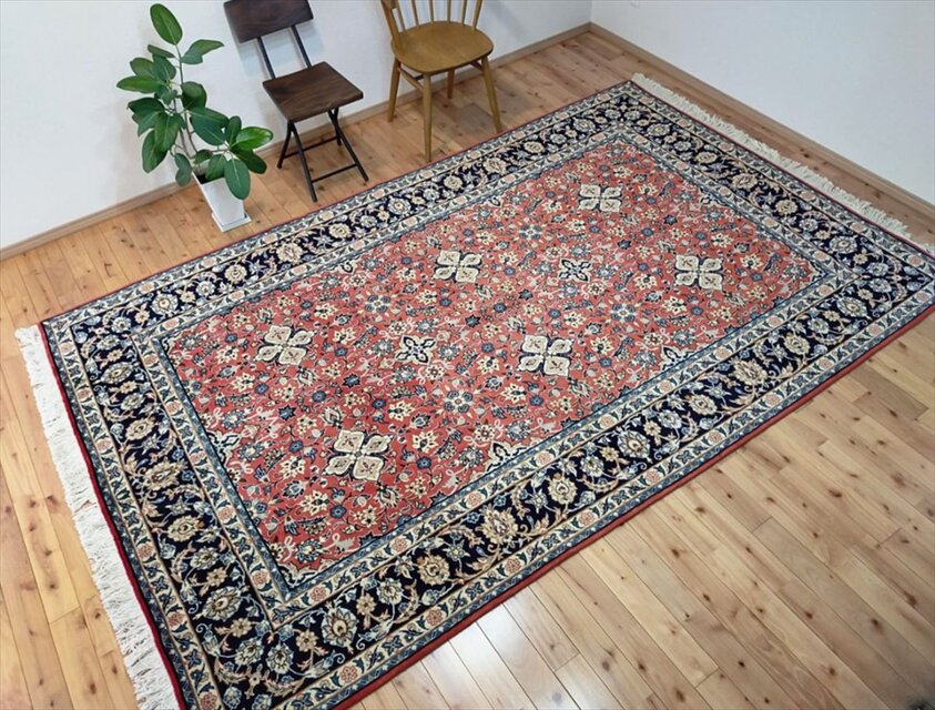 ペルシャ絨毯　最終お値下げ致しました。 ペルシャ絨毯 ナイン産 ノーラ 玄関マット 120x82cm エスリム柄