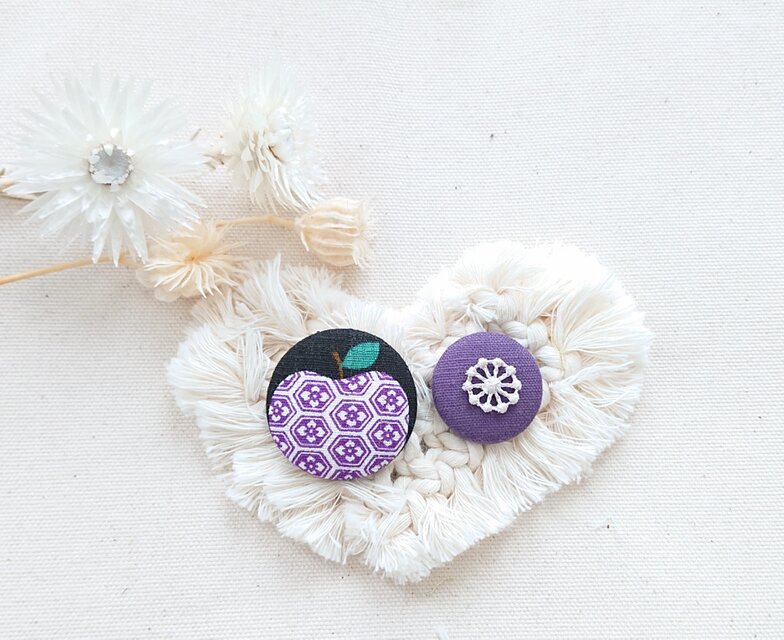 ★くるみボタンブローチ★