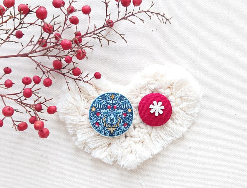 ★くるみボタンブローチ★