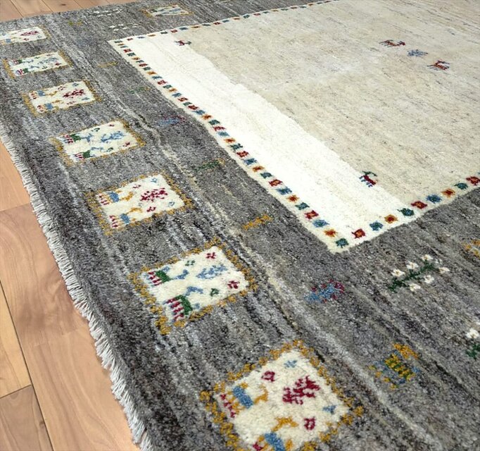 ペルシャ・ギャッベ　ラグ　146×203 ペルシャ・ギャッベ ラグ 146×203 ☆ペルシャ絨毯 手織りギャッベ ラグ