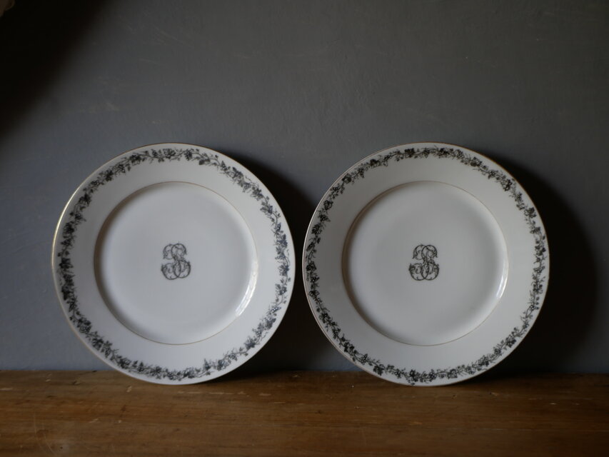 ウェディング用　モノグラム　平皿　フランスアンティーク　アンティークのある生活