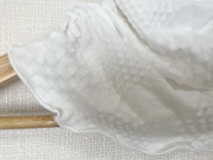 綿90%シャーリング加工ピュアホワイトハンドメイドネックウォーマー