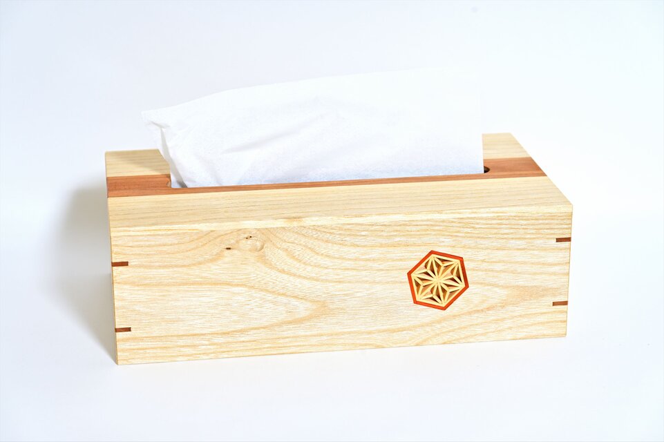 【ミニ組子が映える】銘木ホワイトアッシュのティッシュケース