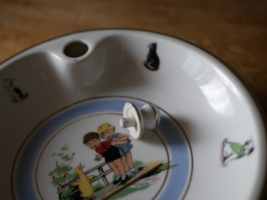 フランスブロカント 豚と雄鶏の絵皿 【公式通販】