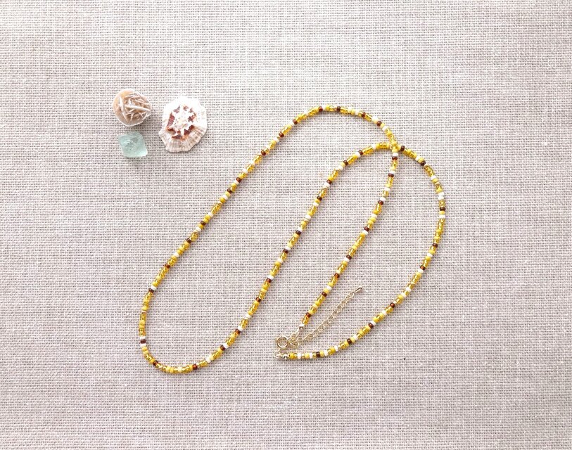 ＊小粒チェコビーズ５種のネックレス＊７１ｃｍ～＊