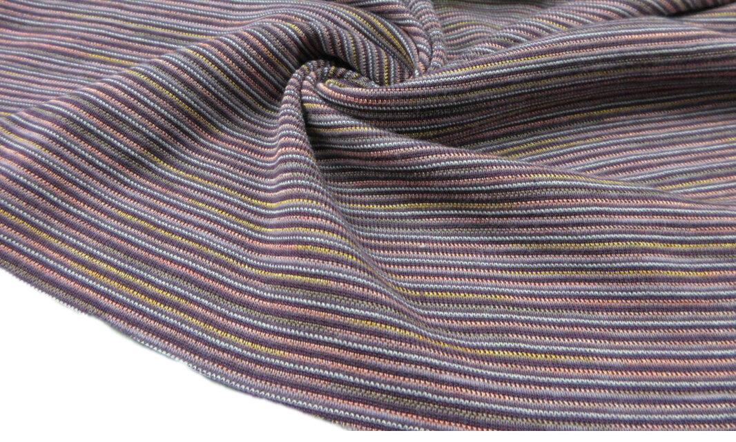 ゆったりルーズ・リブ付ベレー帽◇マルチボーダー柄 ジャガード