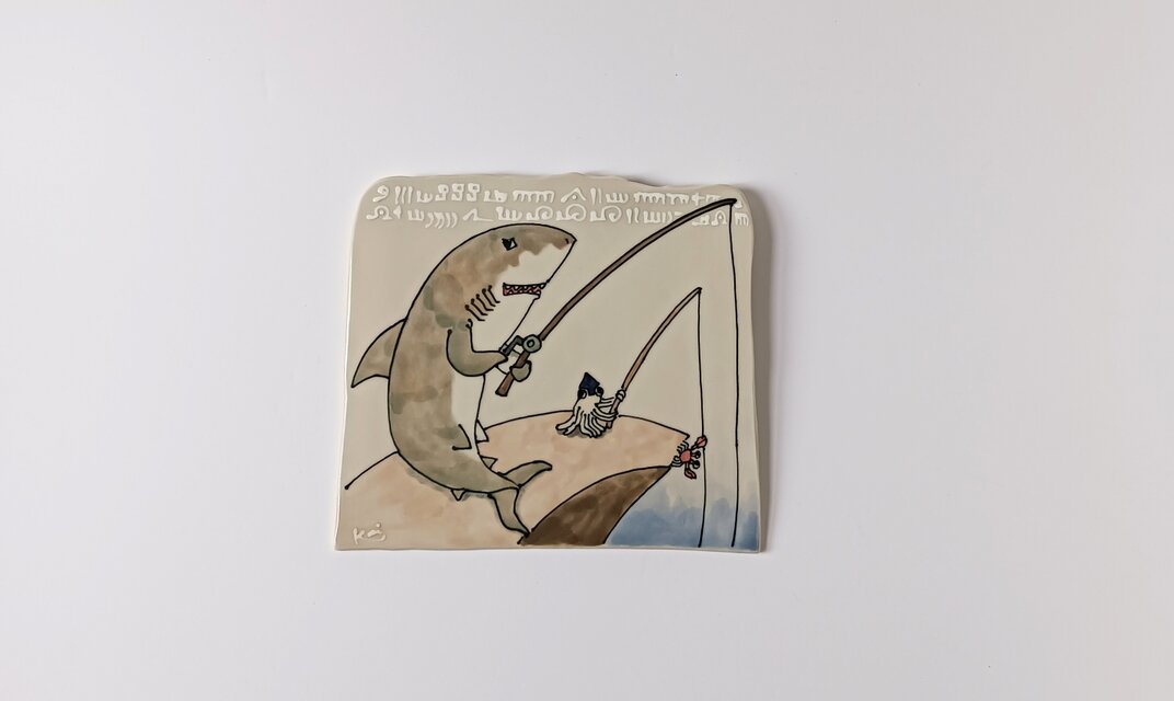 タイルの動物図鑑　サメとイカ