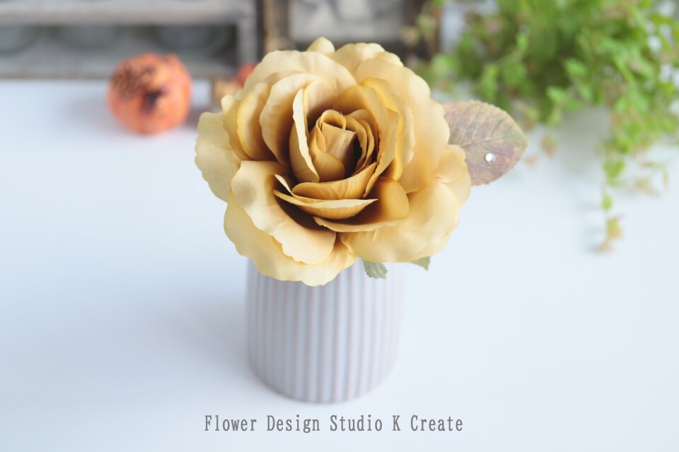 バラの飾り フラメンコ・ダンス髪飾りに♡マスタードイエローの薔薇の髪飾り