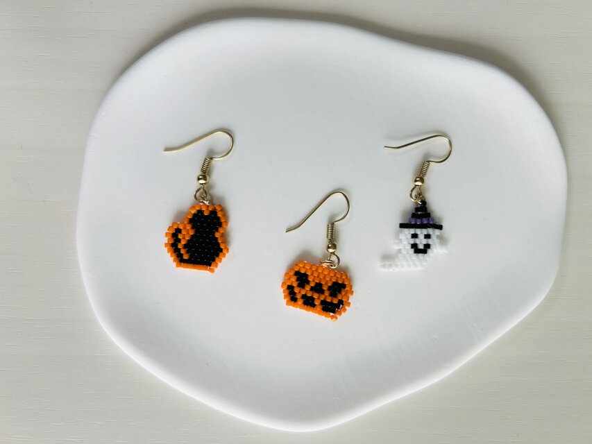 ハロウィンビーズイヤリングセット