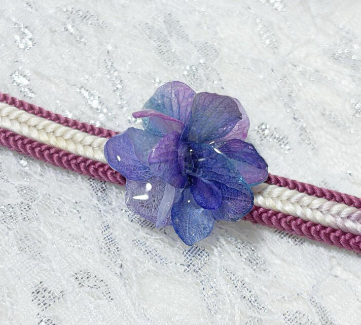 本物　紫陽花　 帯留め ブローチ　Happyグラデーション 立体　華やか